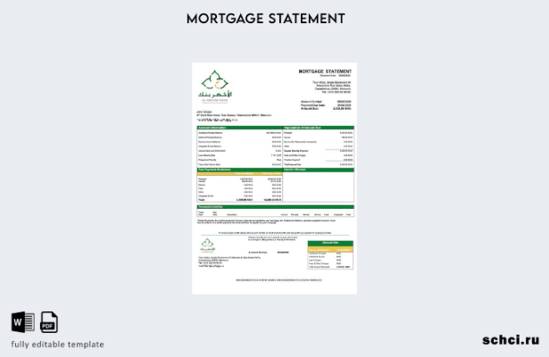 цифровая загрузка Марокко Al Akhdar Bank (AAB) выписка по ипотеке Шаблон Word и 